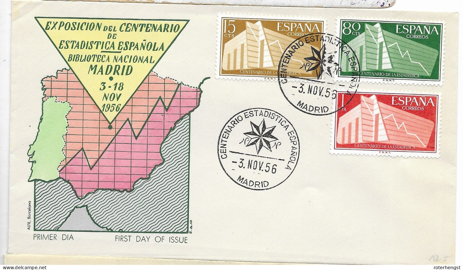 Spain 1956 Set On FDC (12 Euros) - FDC