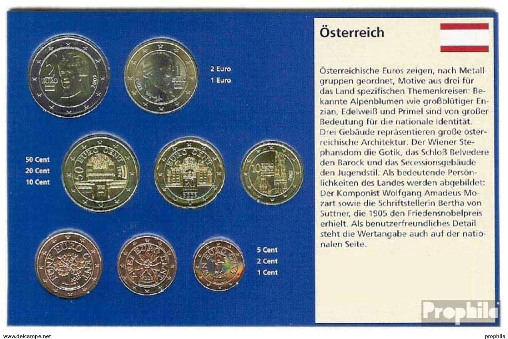 Österreich 2008 Stgl./unzirkuliert Kursmünzensatz 2008 EURO-Nachauflage - Austria