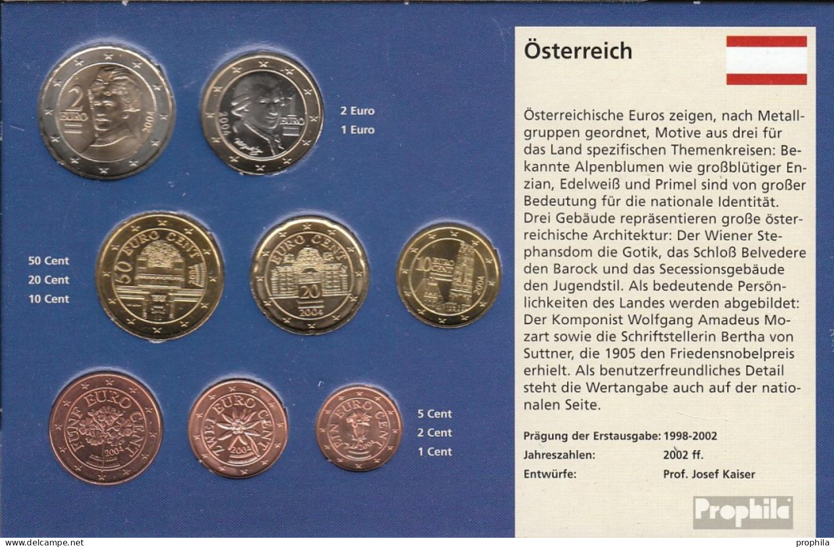 Österreich 2004 Stgl./unzirkuliert Kursmünzensatz 2004 EURO-Nachauflage - Austria