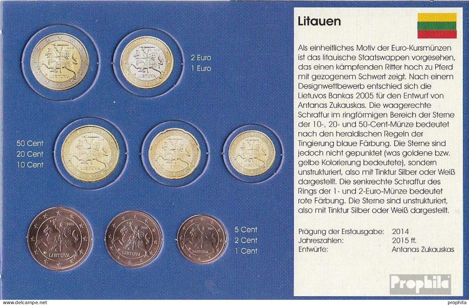Litauen LIT1 - 3 2015 Stgl./unzirkuliert 2015 Kursmünze 1, 2 Und 5 Cent - Lithuania