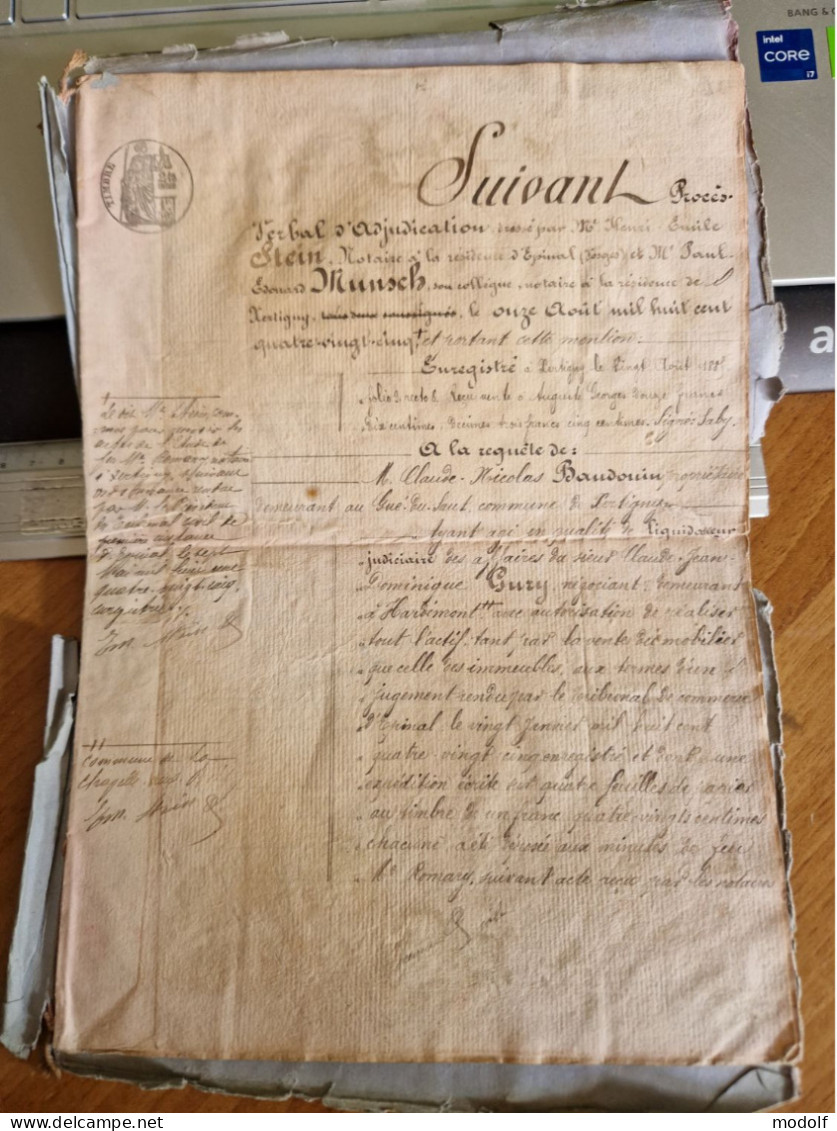 Lot De Documents Notariaux Du XIXème Région Est - Manuscrits