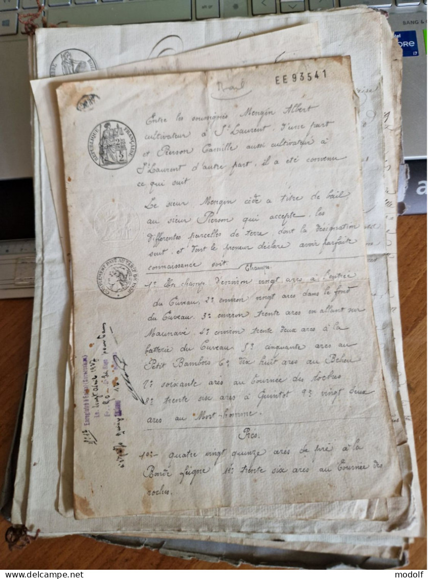 Lot de documents notariaux du XIXème région Est