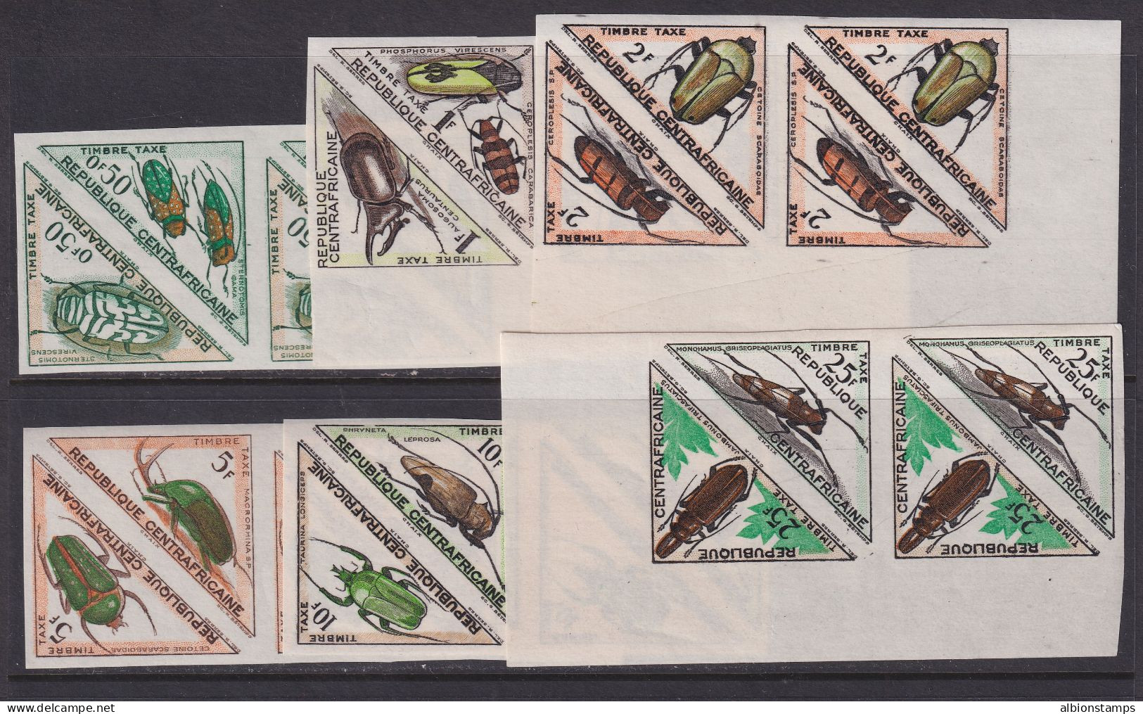 Central African Republic, Scott J1-J12, MNH IMPERFORATE Blocks - Zentralafrik. Republik