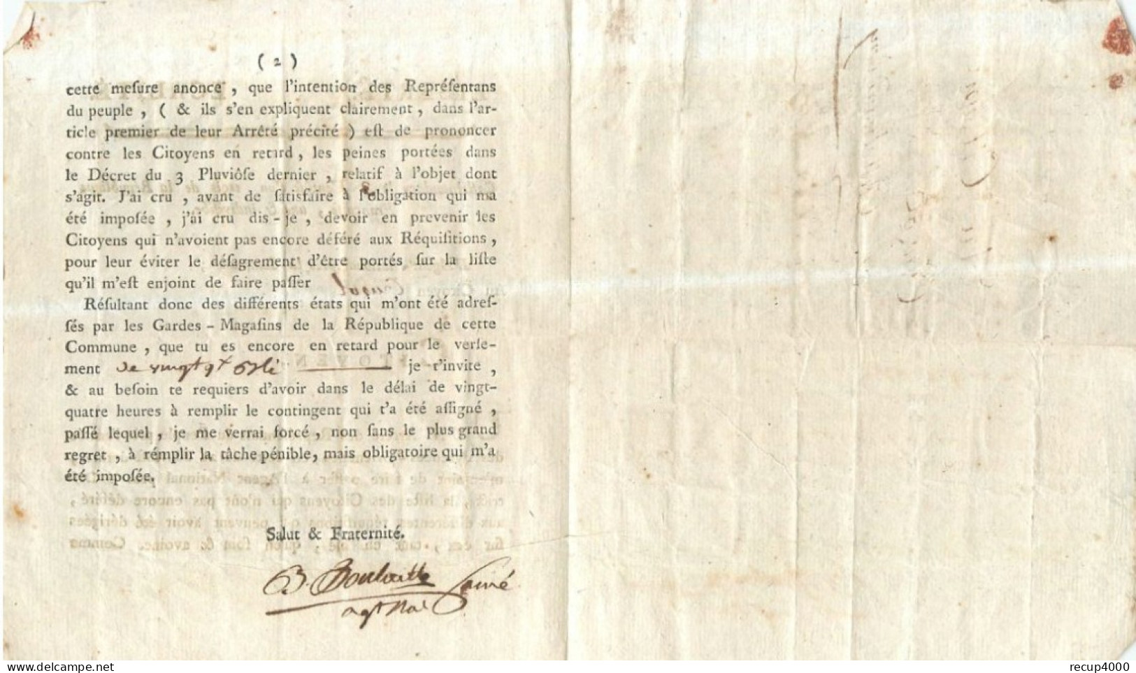 11 CASTELNAUDARY Lettre Du 3 Vendome De L' An 3 De La République Au Citoyen Cruzol 2scans - Castelnaudary