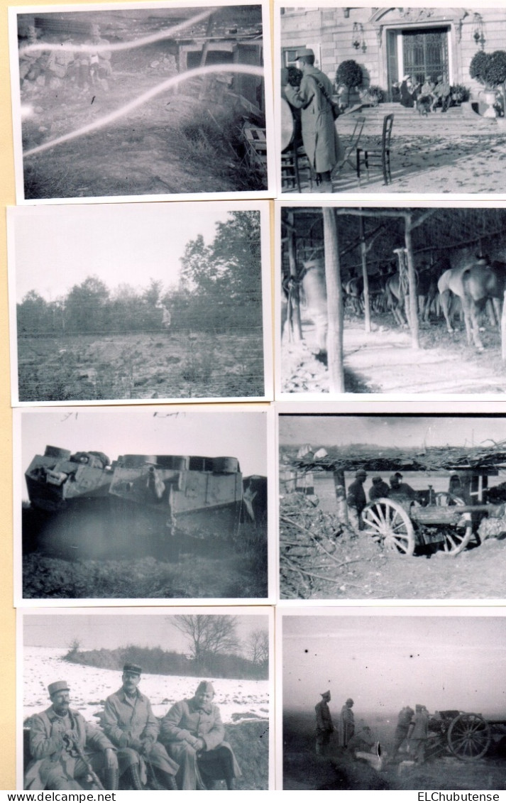 Lot Retirages Photos Poilus 205e Artillerie Village Char Saint-Chamond Front Guerre 14-18 WW1 - Guerre, Militaire