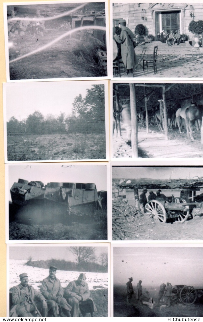 Lot Retirages Photos Poilus 205e Artillerie Village Char Saint-Chamond Front Guerre 14-18 WW1 - Oorlog, Militair