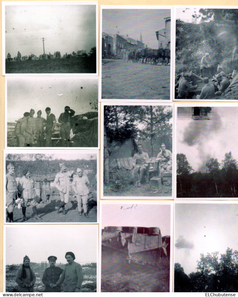 Lot Retirages Photos Poilus 205e Artillerie Village Char Saint-Chamond Front Guerre 14-18 WW1 - Guerre, Militaire