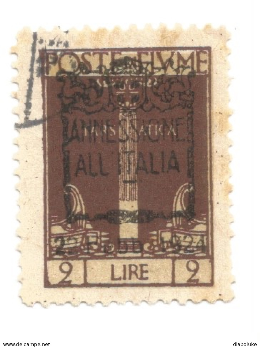 (COLONIE E POSSEDIMENTI) 1924, FIUME, ANNESSIONE ALL'ITALIA, 2L - 1 Francobollo Usato (CAT. SASSONE N.223) - Fiume