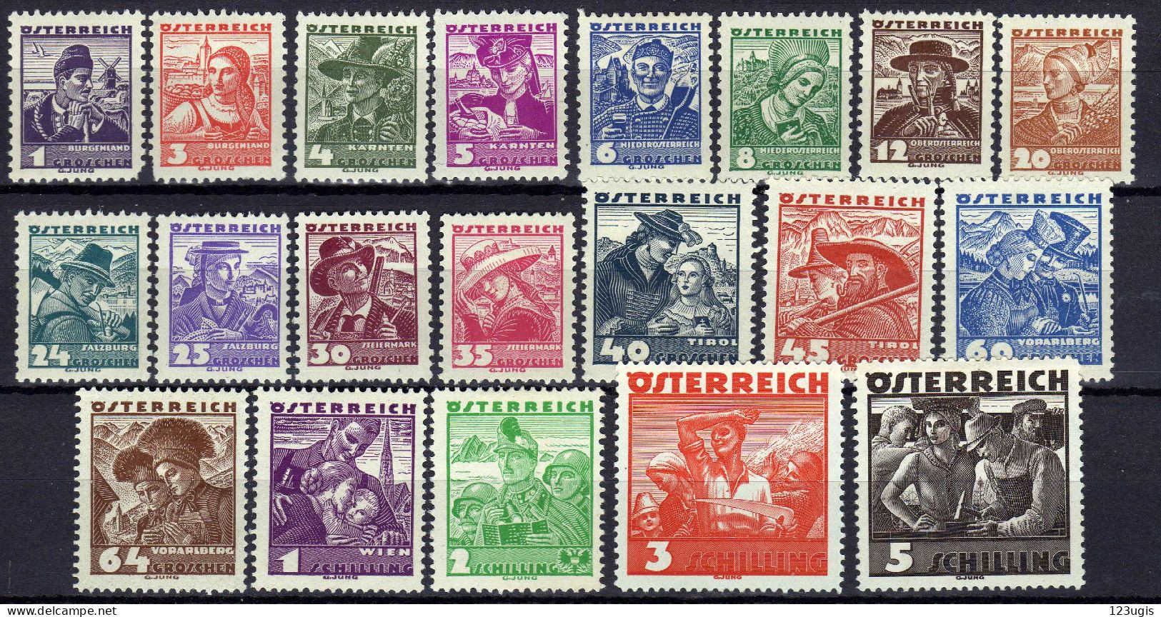 Österreich 1934/36, Mi 567-583; 585-587 * [200424XIV] - Gebruikt