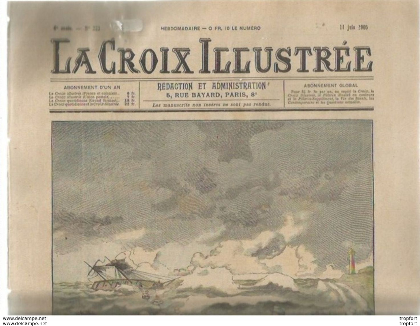 PG / LA CROIX ILLUSTRE 1905  Gravure Couverture SAUVETAGE PHARE DE LA COUBRE ROYAN - Andere & Zonder Classificatie