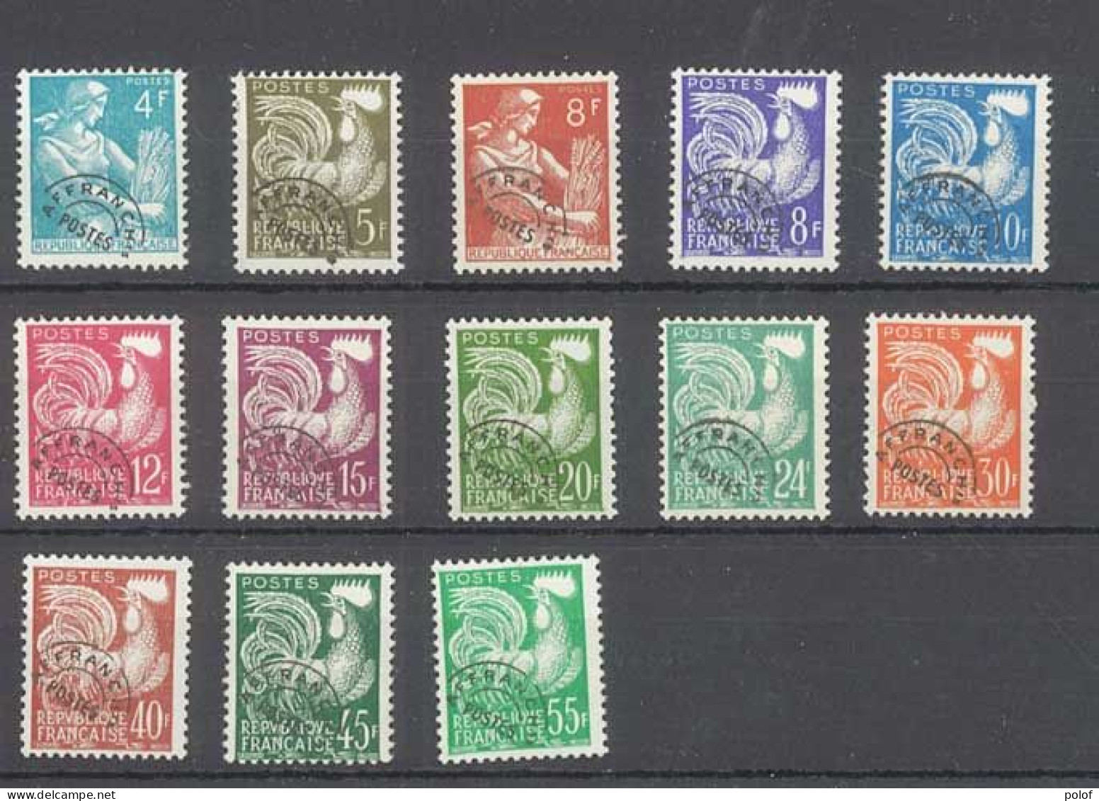 PREOBLITERE - Série De 13 Timbres Types "Coqs Et Moissonneurs"  - Yvert  106 à 118 -  Neufs Sans Traces De Charnières - 1953-1960