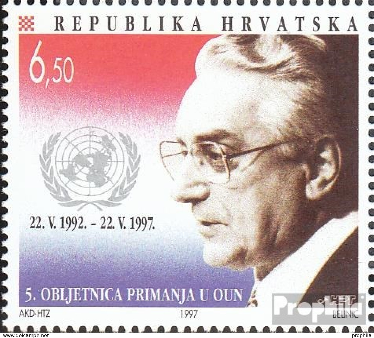 Kroatien 417 (kompl.Ausg.) Postfrisch 1997 Aufnahme Kroatiens In UNO - Croatia
