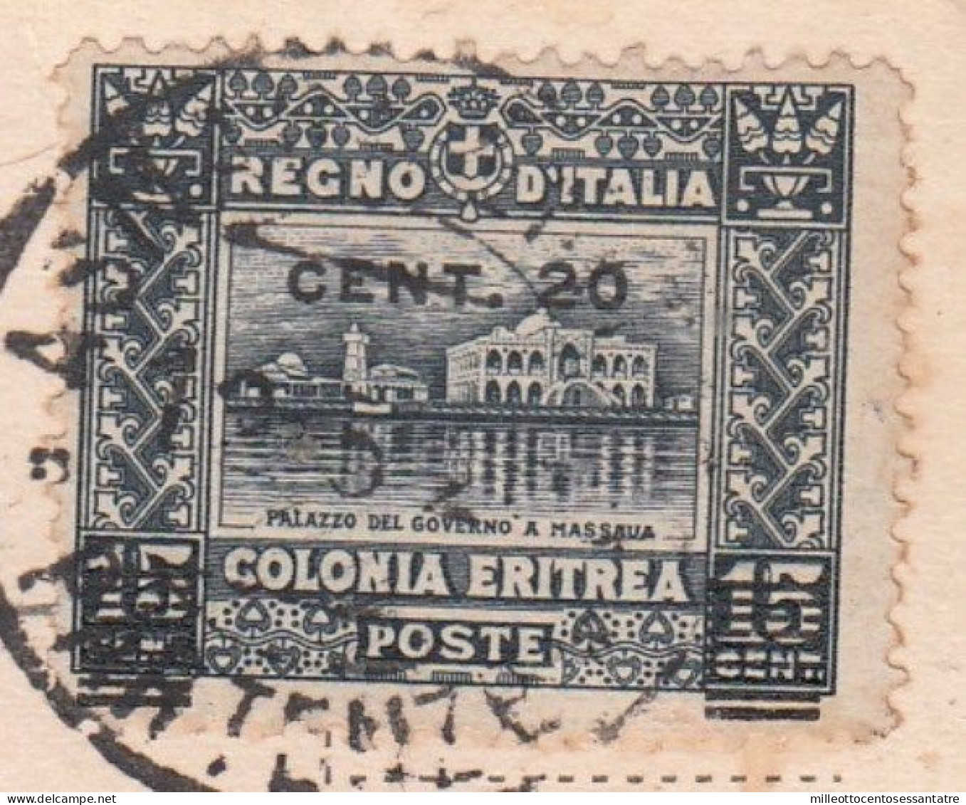 CO767 - ERITREA - Cartolina Fotografica Del 1929 Da Asmara A Roma Con Cent 20 Su 15 Grigio Nero - Eritrea