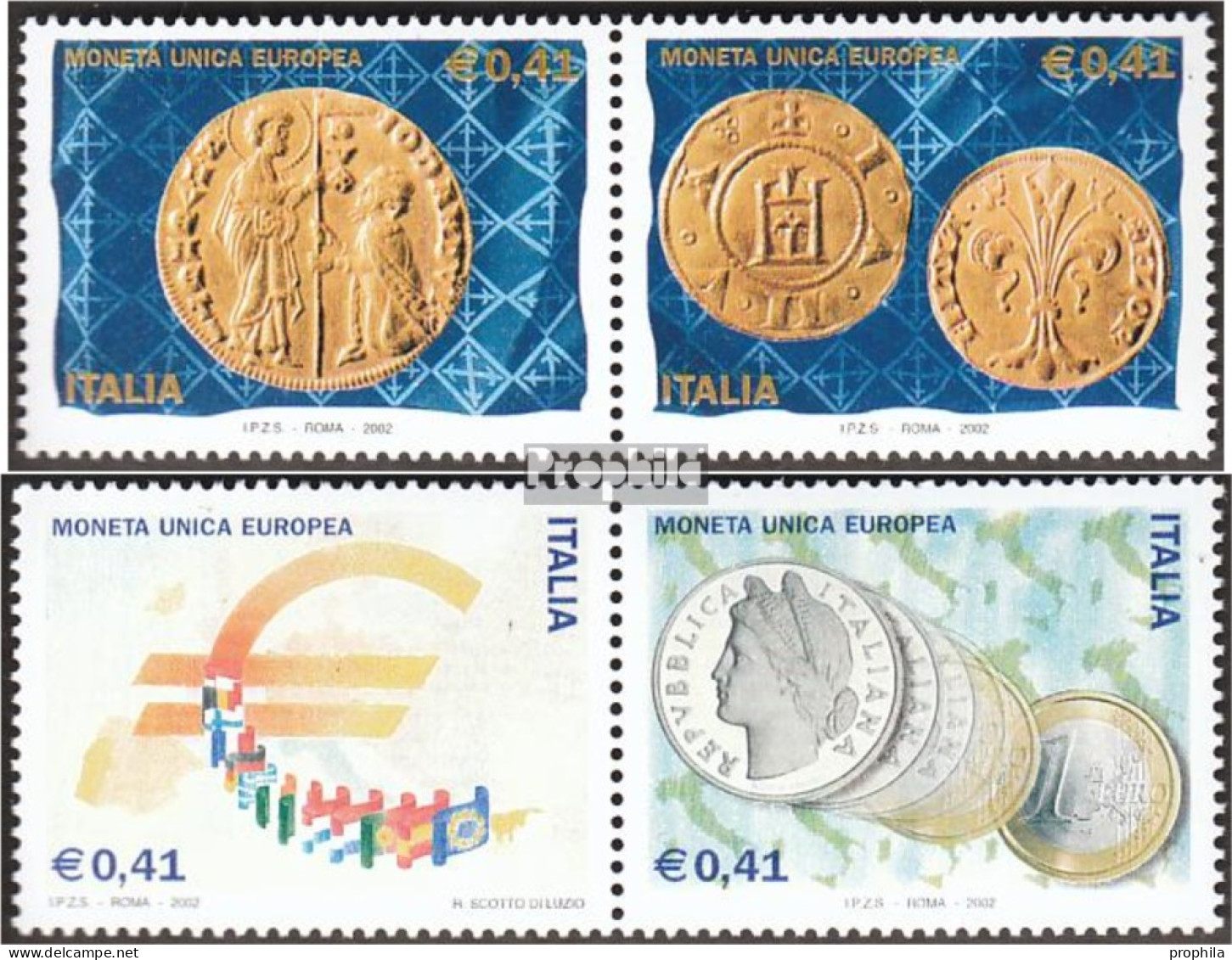Italien 2800-2803 Paare (kompl.Ausg.) Postfrisch 2002 Einführung Des Euros - 2001-10: Neufs