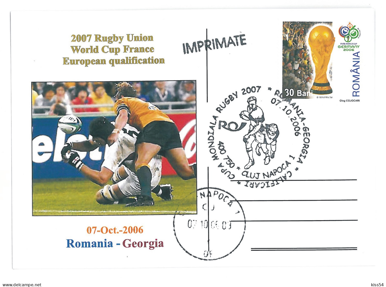 COV 97 - 911 RUGBY, WORLD CUP France, Romania-Georgia - Cover - Used - 2006 - Rugby