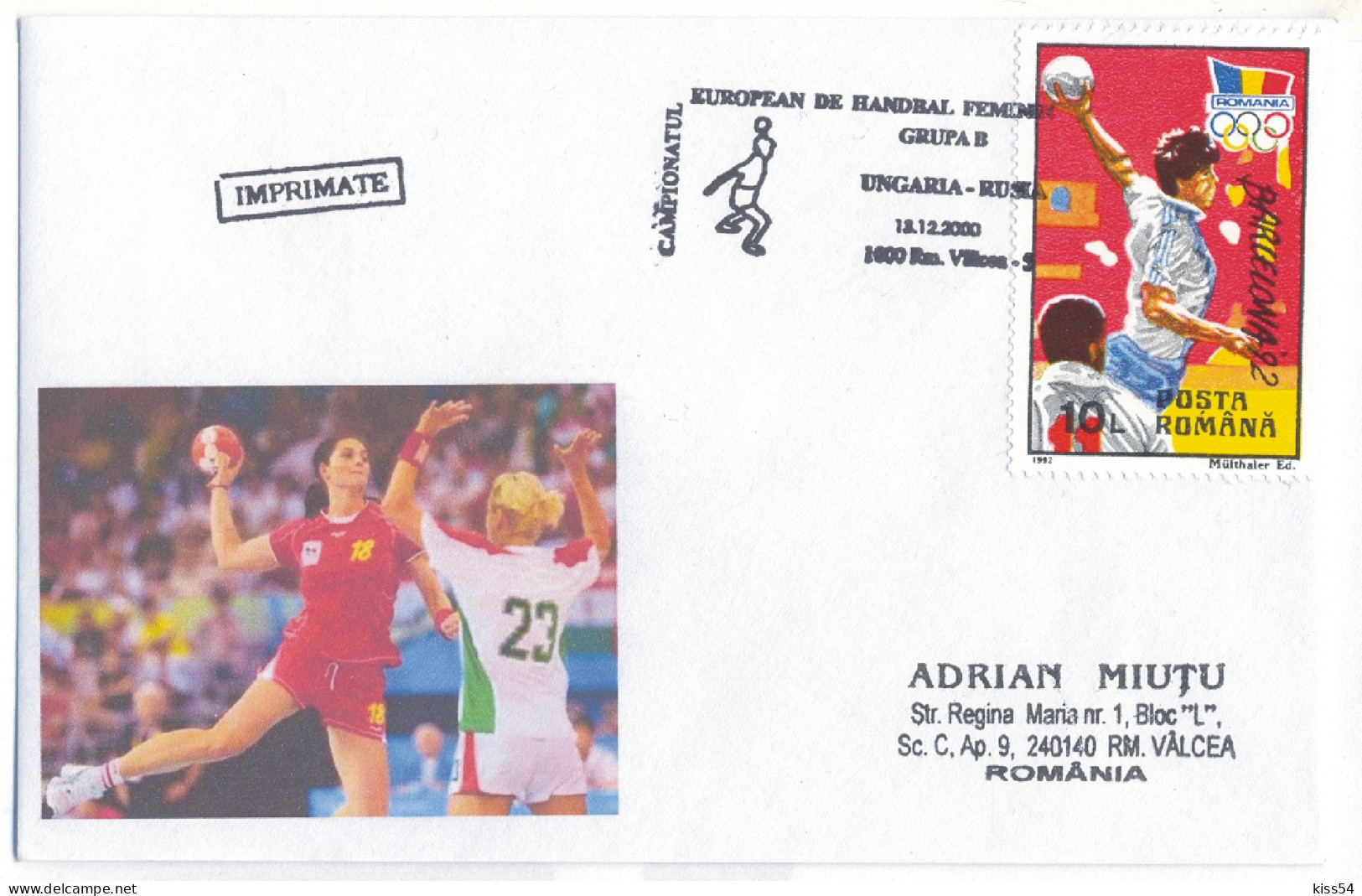 H 3 - 797 Russia-Hungary, European Handball Championship, Romania - Cover - 2004 - Maximumkaarten