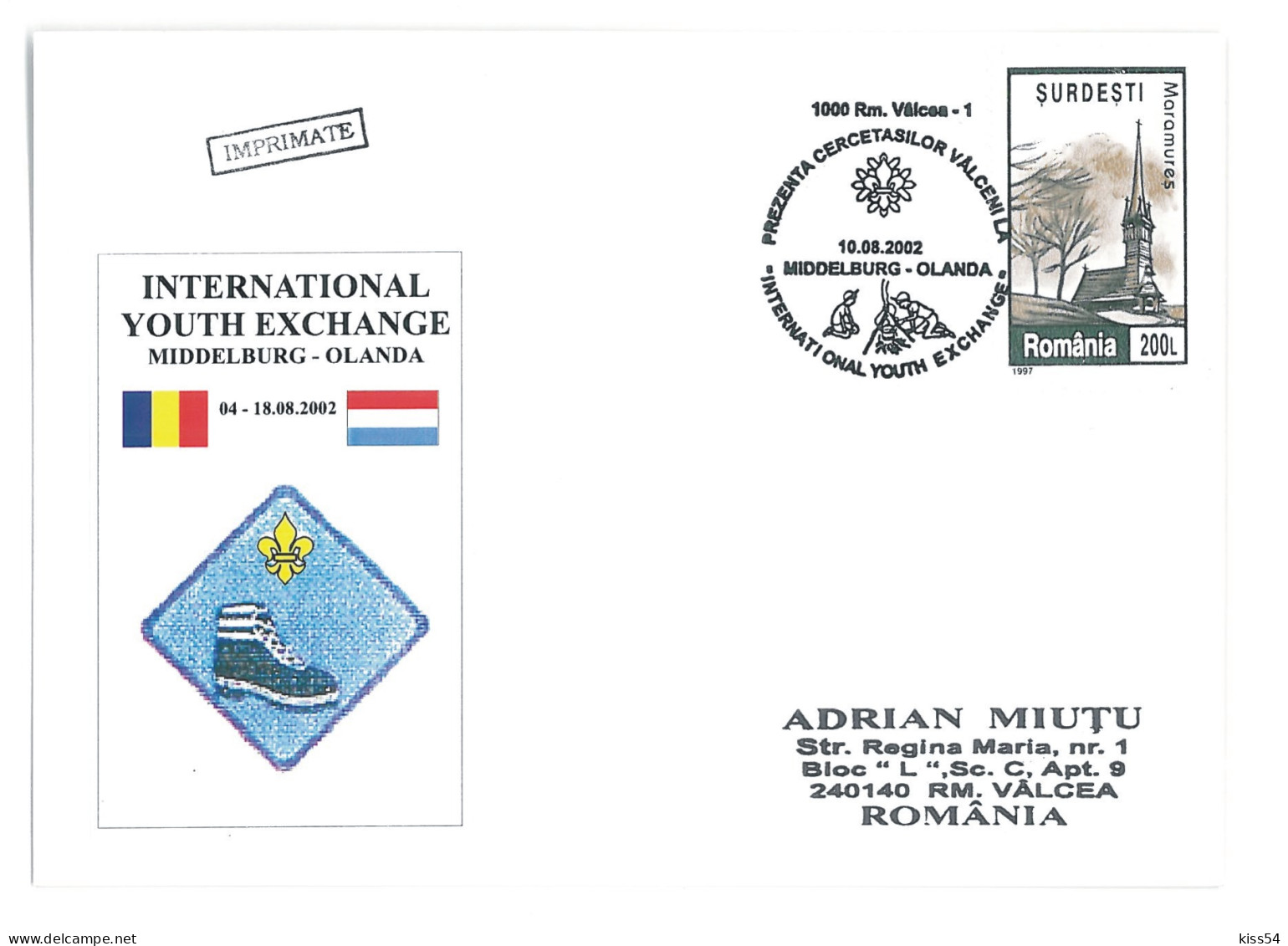 SC 59 - 1333 Scout ROMANIA - Cover - Used - 2002 - Storia Postale