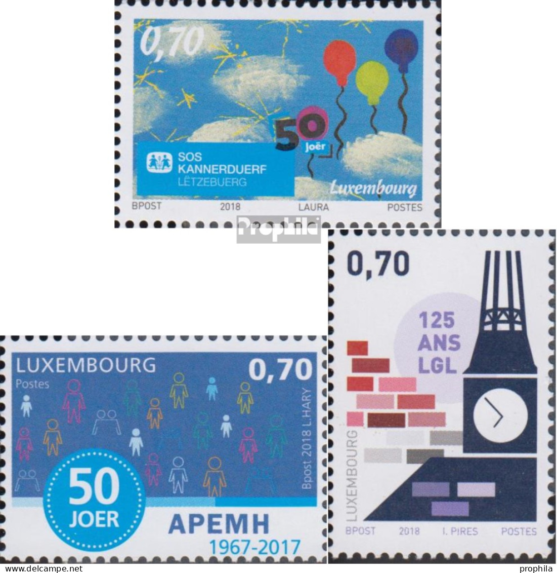 Luxemburg 2158-2160 (kompl.Ausg.) Postfrisch 2018 Stiftung SOS - Unused Stamps