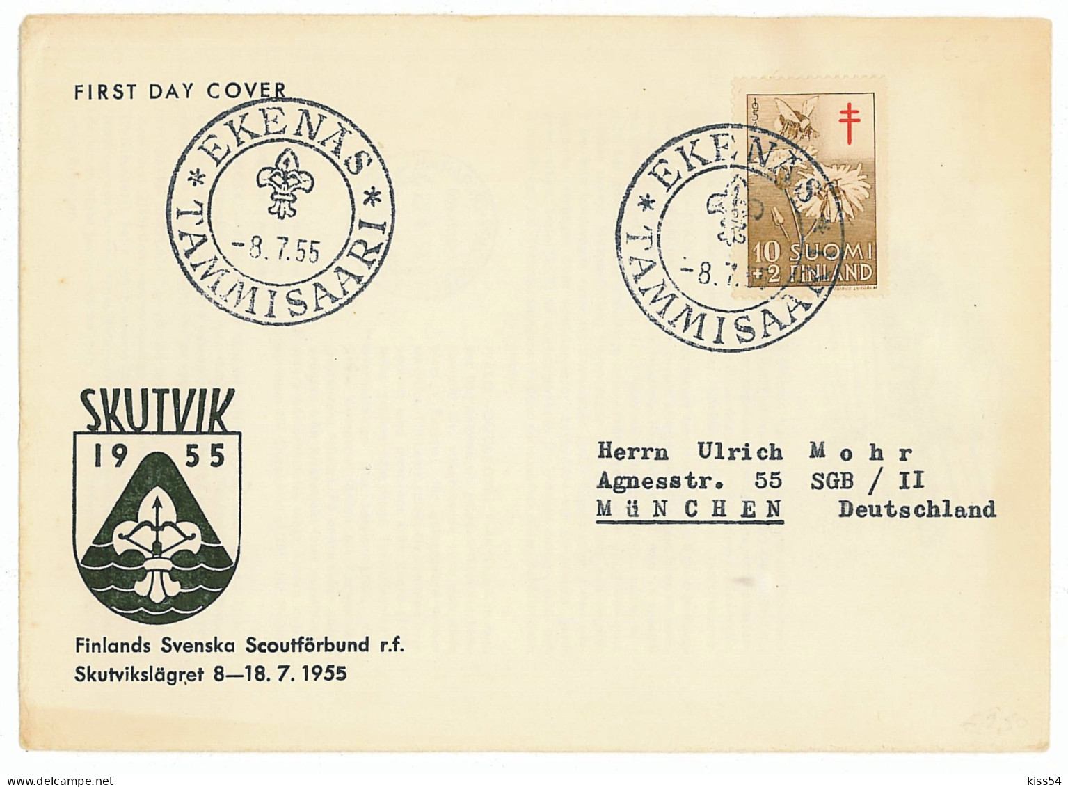 SC 59 - 1 Scout FINLAND - Cover - Used - 1955 - Cartas & Documentos