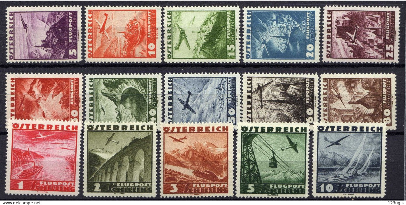 Österreich 1935, Mi 598-612 **, Flugpost [200424XIV] - Unused Stamps