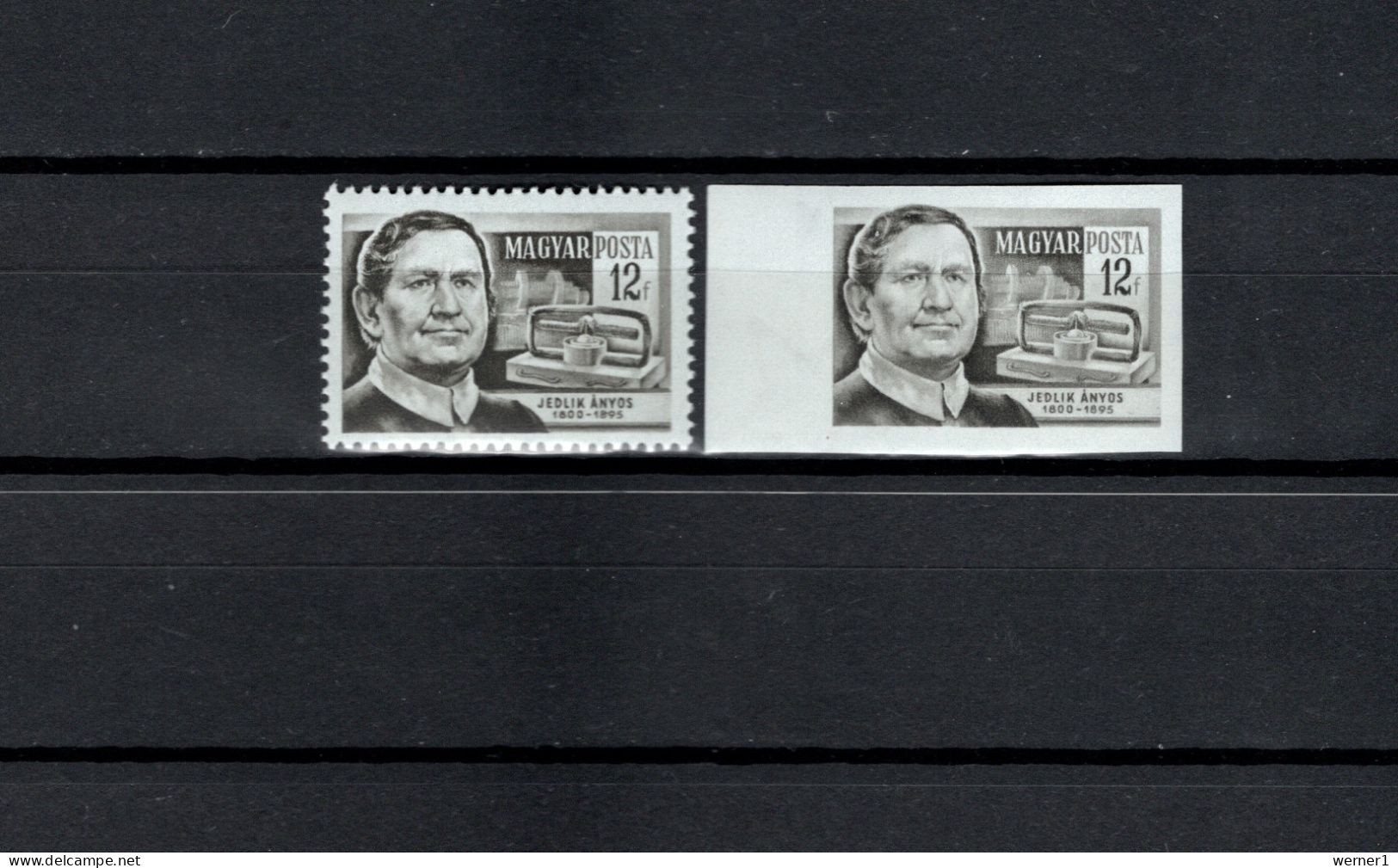 Hungary 1954 Space, Anyos Jedlik 12F Stamp Perf. And Imperf. MNH - Europa