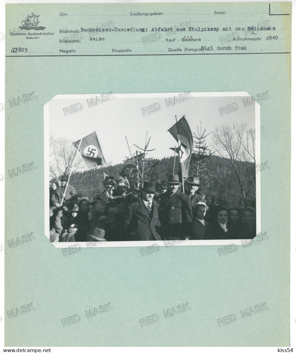 RO 60 - 20932 UNICAT, STULPICANI, Suceava, Iron Guard, Cartoteca Al III Reich - Old Press Photo 18/13 Cm - 1940 - Romania