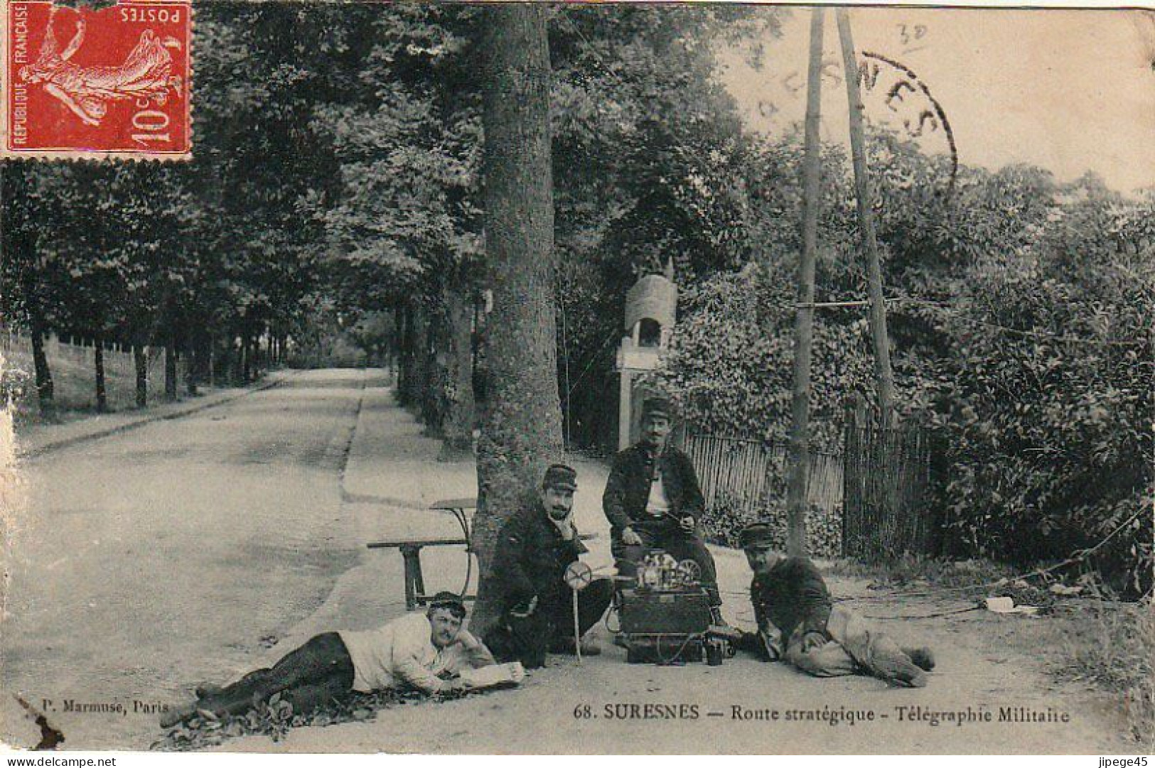 CPA - SURESNES - Route Stratégique - Télégraphie Militaire - Essai D'une Ligne - Manöver