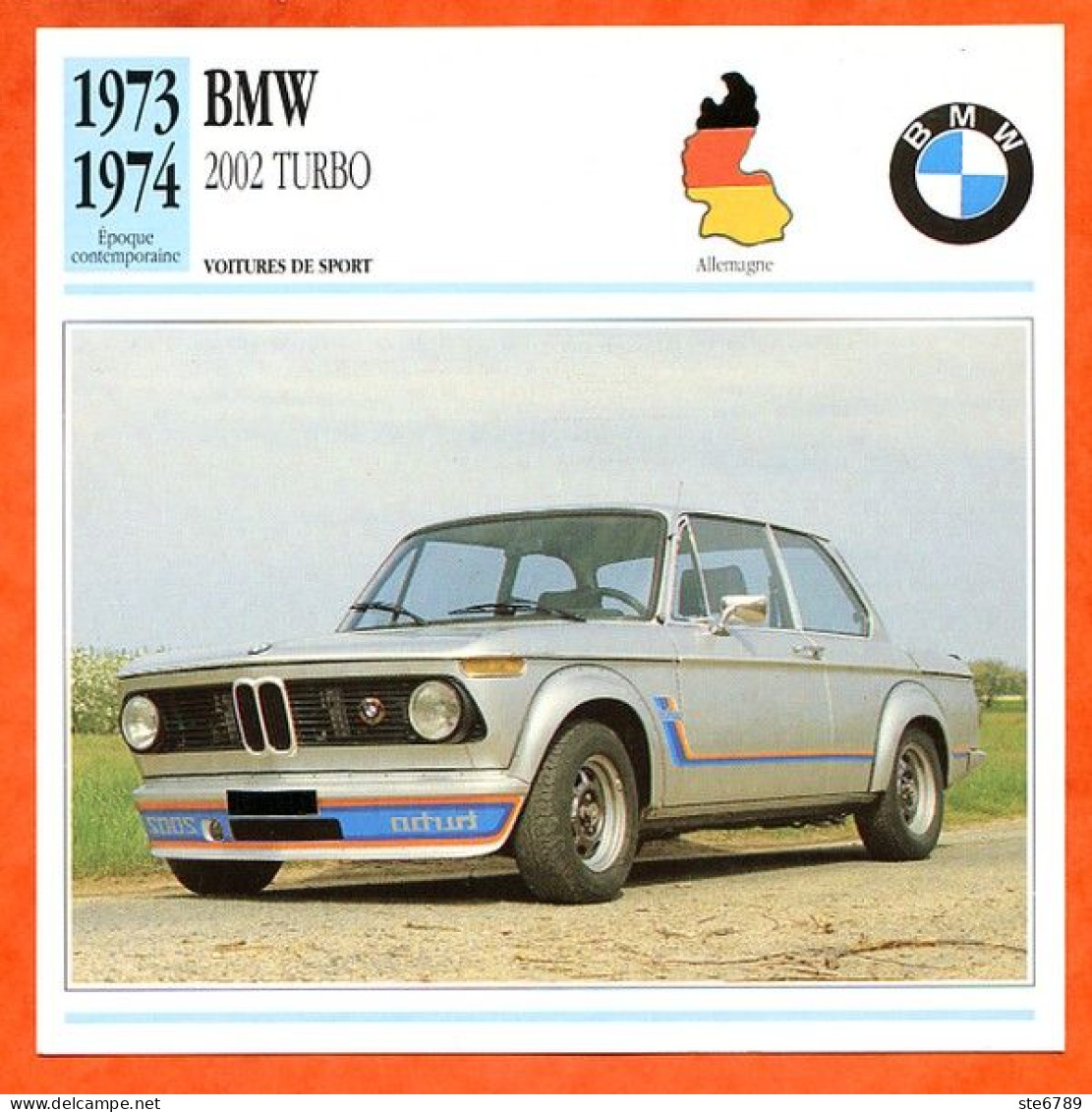 BMW 2002 TURBO 1973 Voiture De Sport Allemagne Fiche Technique Automobile - Cars