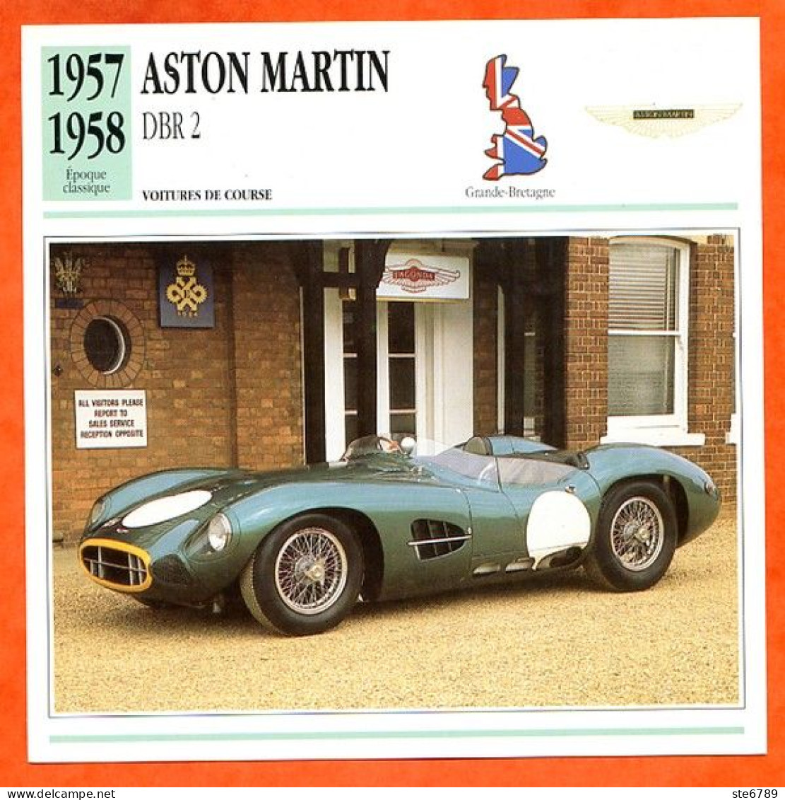 ASTON MARTIN DBR 2 1957 Voiture De Course UK Fiche Technique Automobile - Autos