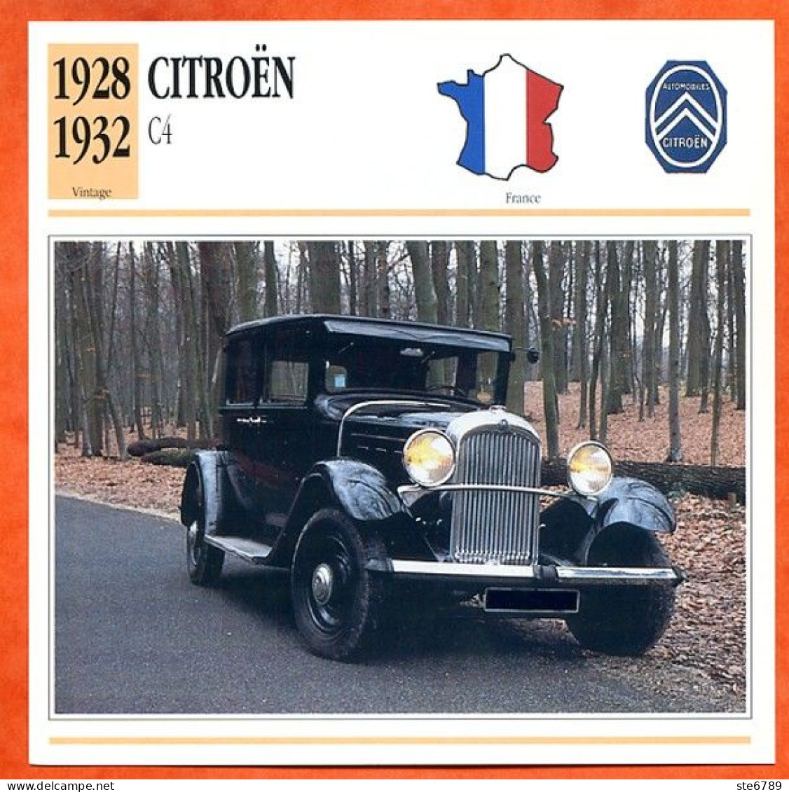 CITROEN C4 1928  Voiture France  Auto Fiche Technique Automobile - Coches