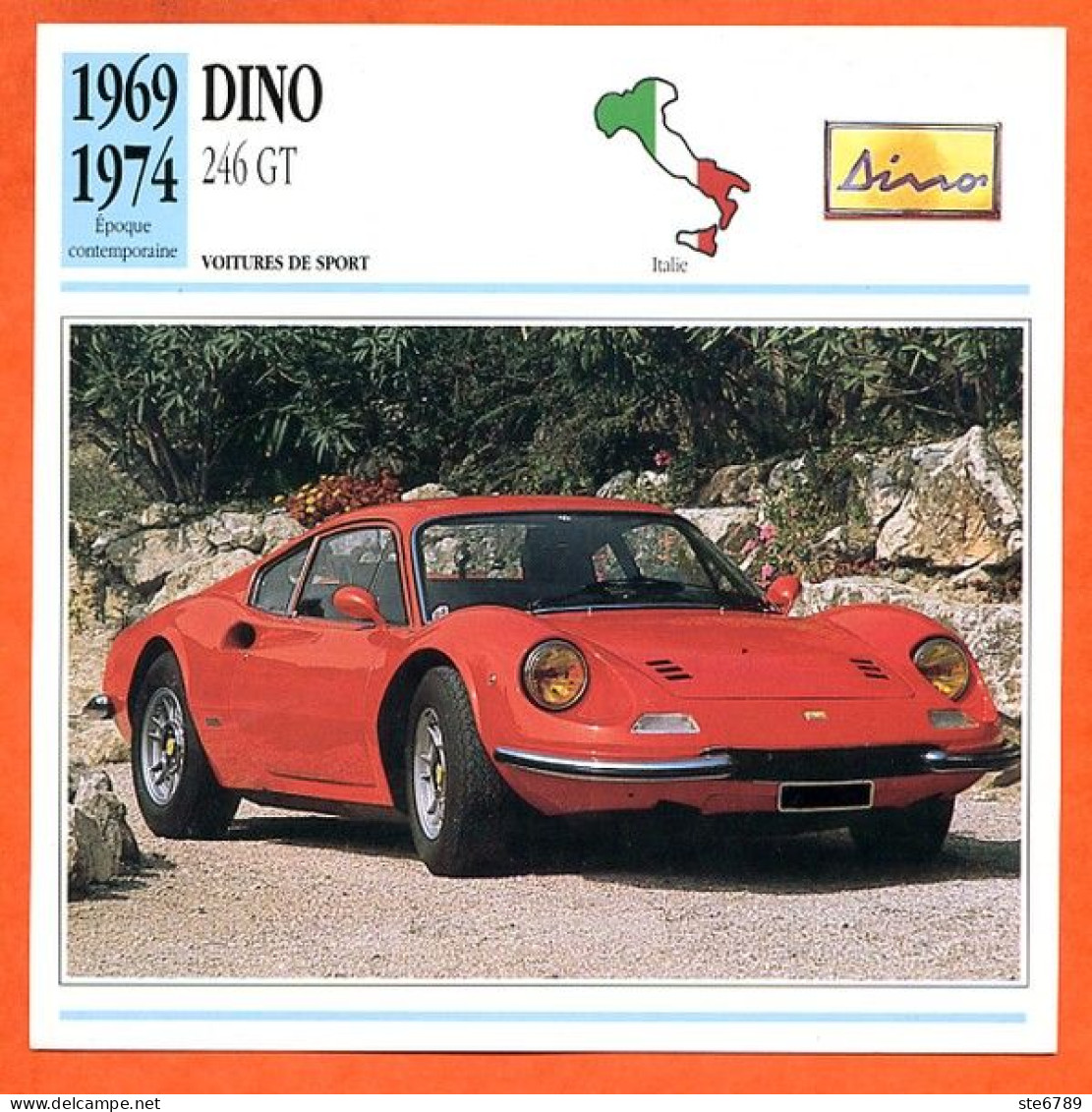 DINO 246 GT 1969 Voiture De Sport Italie Fiche Technique Automobile - Voitures