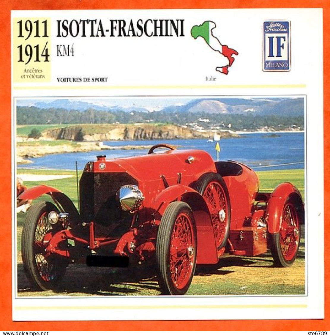 ISOTTA FRASCHINI KM4 1911  Voiture De Sport Italie Fiche Technique Automobile - Auto's