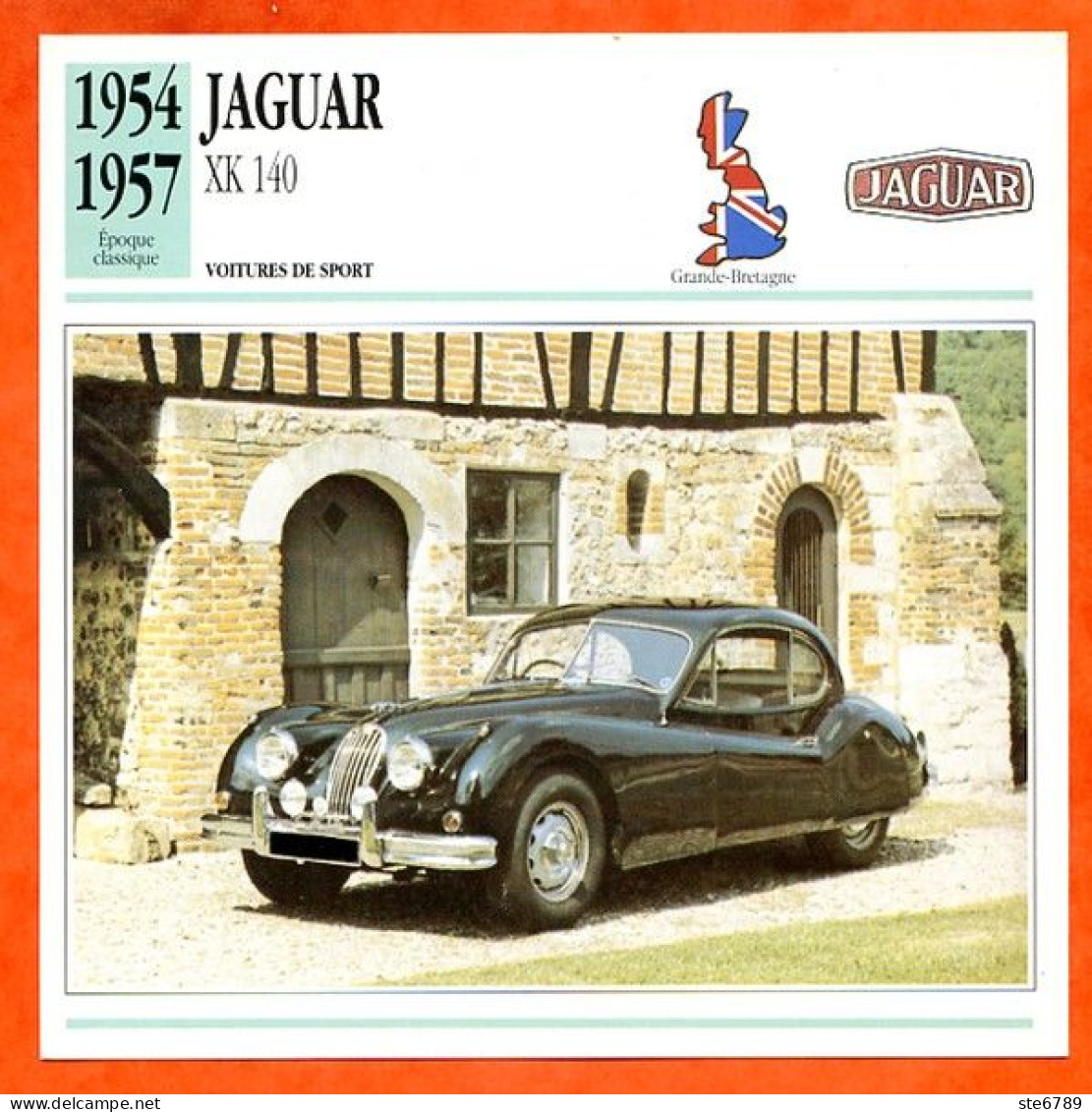 JAGUAR XK 140  1954  Voiture  UK  Auto Fiche Technique Automobile - Automobili