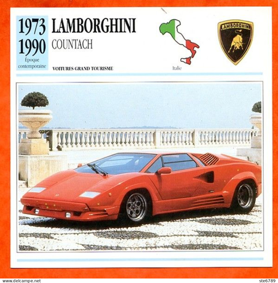 LAMBORGHINI COUNTACH 1973 Voiture Grand Tourisme Italie Fiche Technique Automobile - Auto's