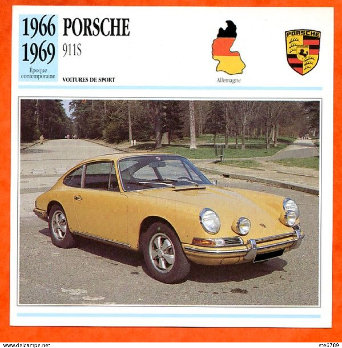 PORSCHE 911 S 1966 Voiture De Sport Allemagne Fiche Technique Automobile - Coches