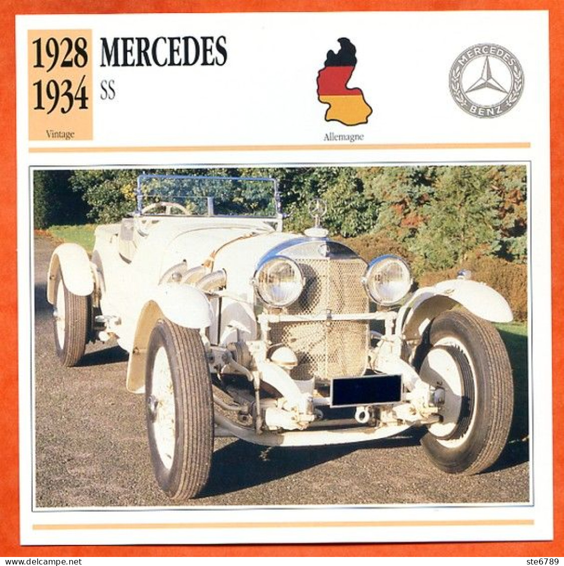 MERCEDES SS 1928  Voiture  Allemagne  Auto Fiche Technique Automobile - Voitures