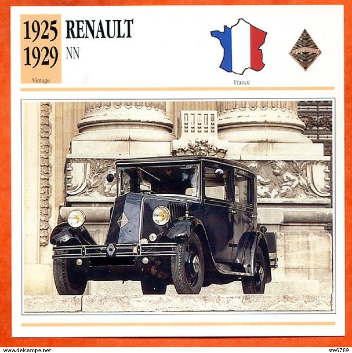 RENAULT NN 1925 Voiture  France  Auto Fiche Technique Automobile - Coches