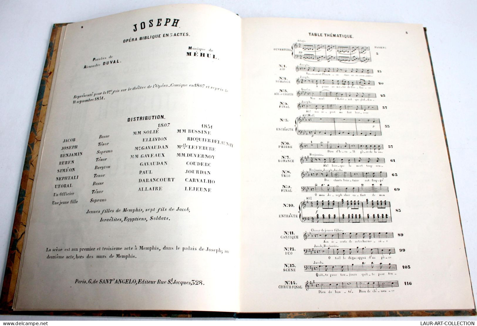 JOSEPH OPERA BIBLIQUE 3 ACTES, PAROLE DUVAL, MUSIQUE MEHUL PARTITION CHANT PIANO / ANCIEN LIVRE XIXe SIECLE (1803.214) - Musica