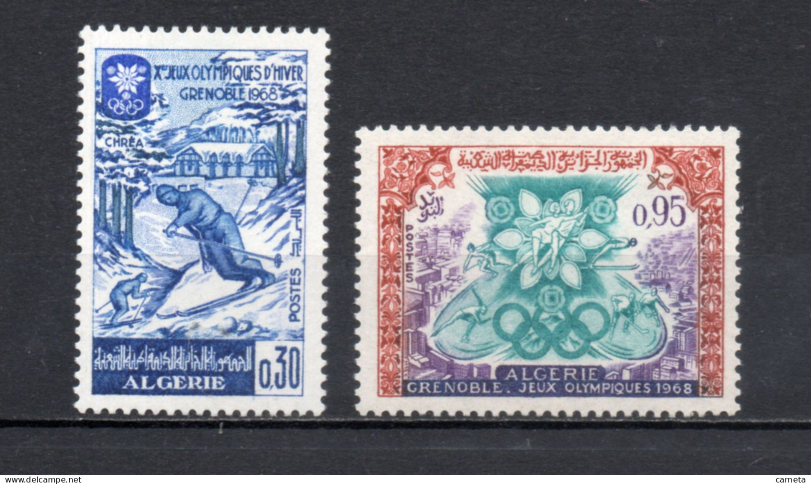 ALGERIE N° 453 + 454   NEUFS SANS CHARNIERE COTE 3.50€    JEUX OLYMPIQUES GRENOBLE SPORT - Algeria (1962-...)