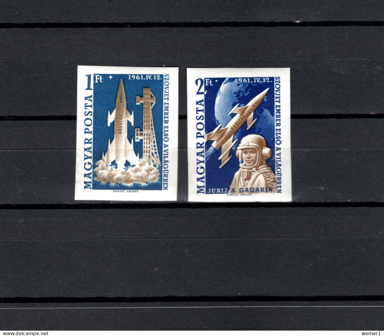 Hungary 1961 Space, Yuri Gagarin Set Of 2 Imperf. MNH -scarce- - Europa