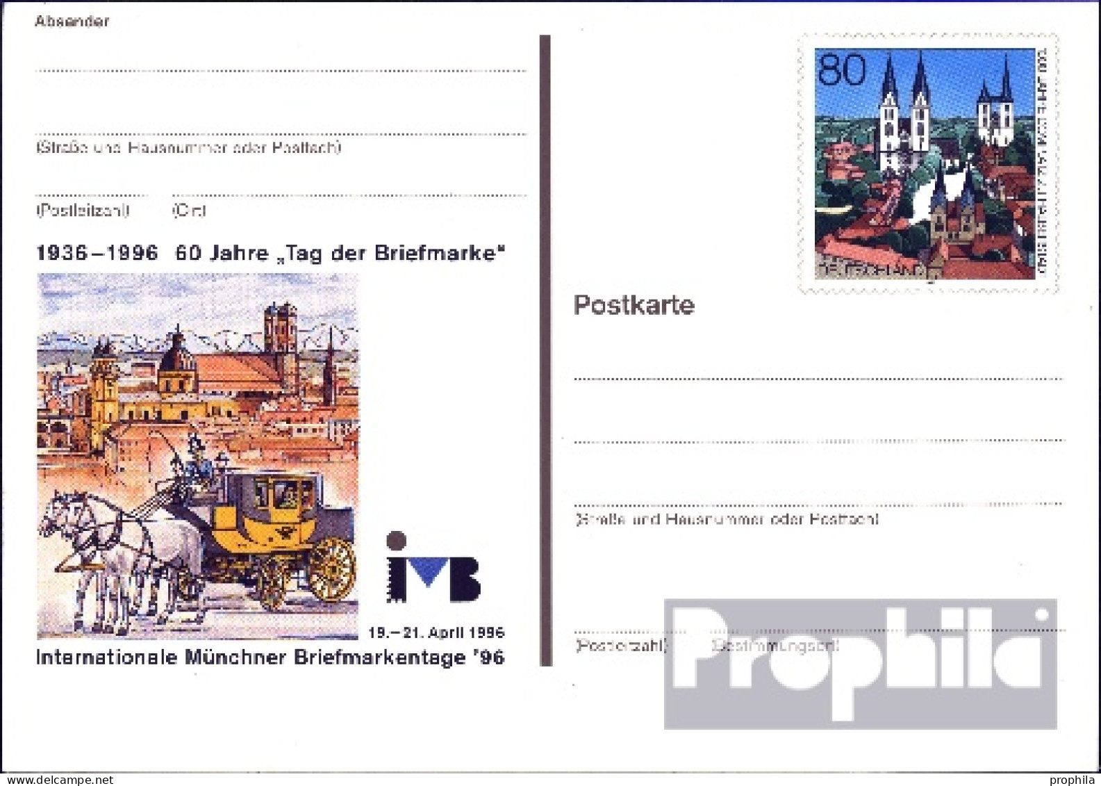 BRD PSo41 Amtliche Sonderpostkarte Gefälligkeitsgestempelt Gebraucht 1996 Briefmarkentage - Andere & Zonder Classificatie
