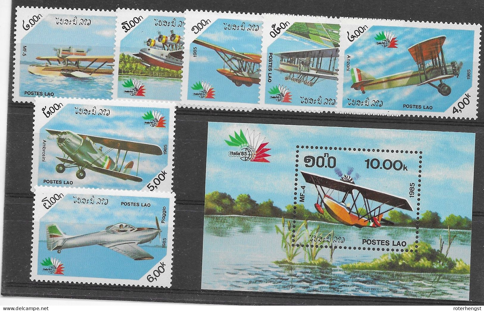 Laos Mnh ** 1985 Airplanes Set And Sheet 13,7  Euros - Laos