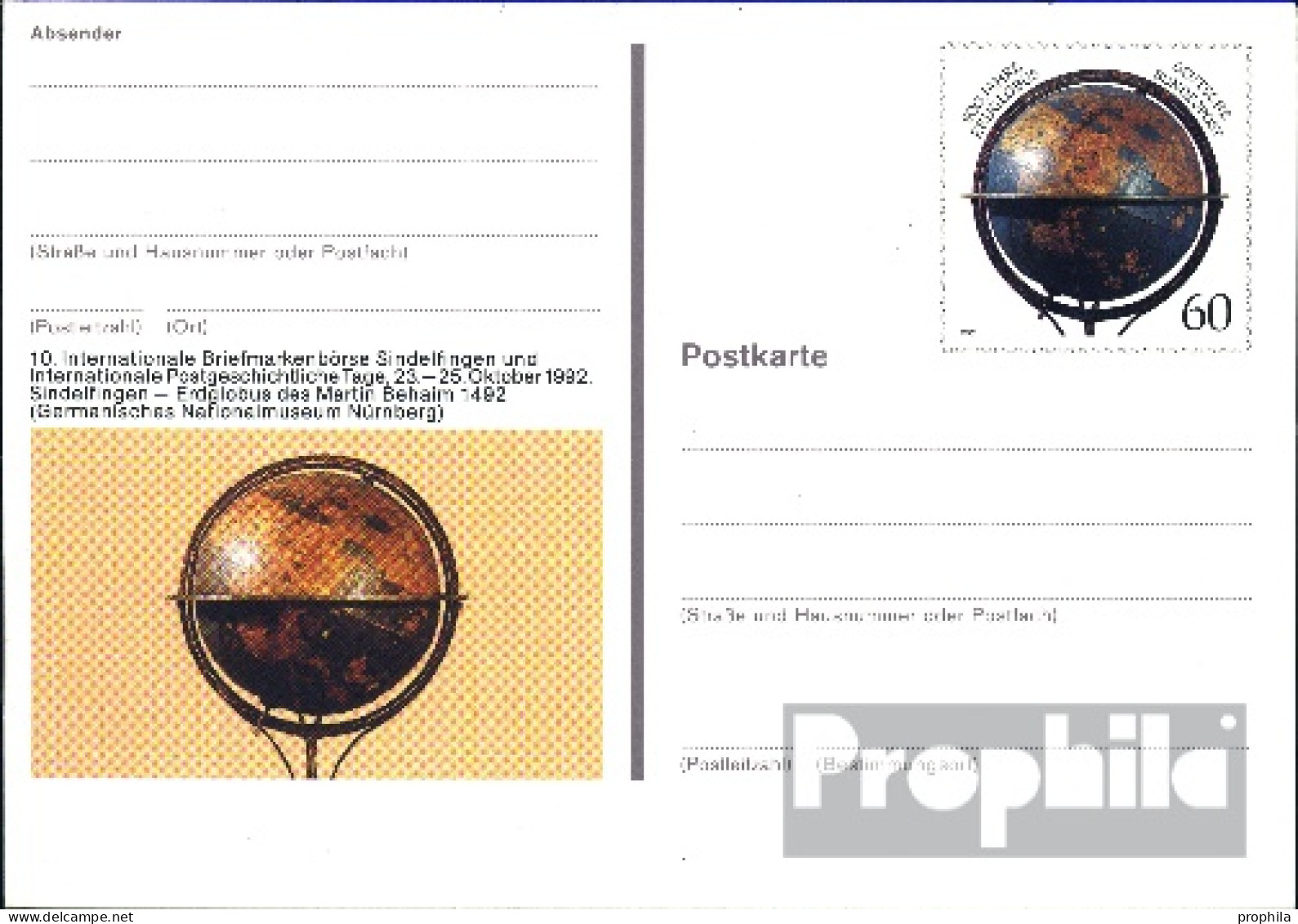 BRD PSo29 Amtliche Sonderpostkarte Gebraucht 1992 Briefmarkenbörse - Autres & Non Classés