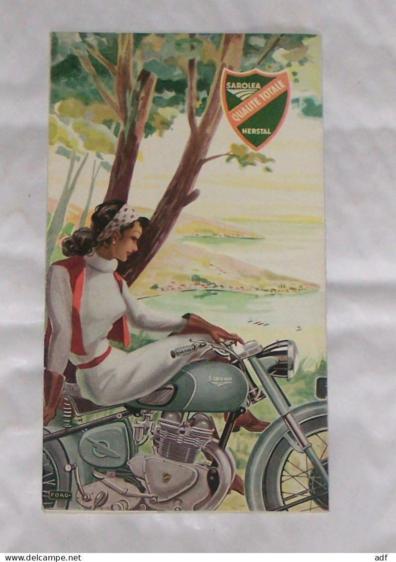 DEPLIANT PUB PUBLICITAIRE MOTO MOTOS SAROLEA, SUPRA, ATLANTIC MAJOR, REGINA, CONTINENTAL, COLONIAL VEDETTE, 1952 - Motorfietsen