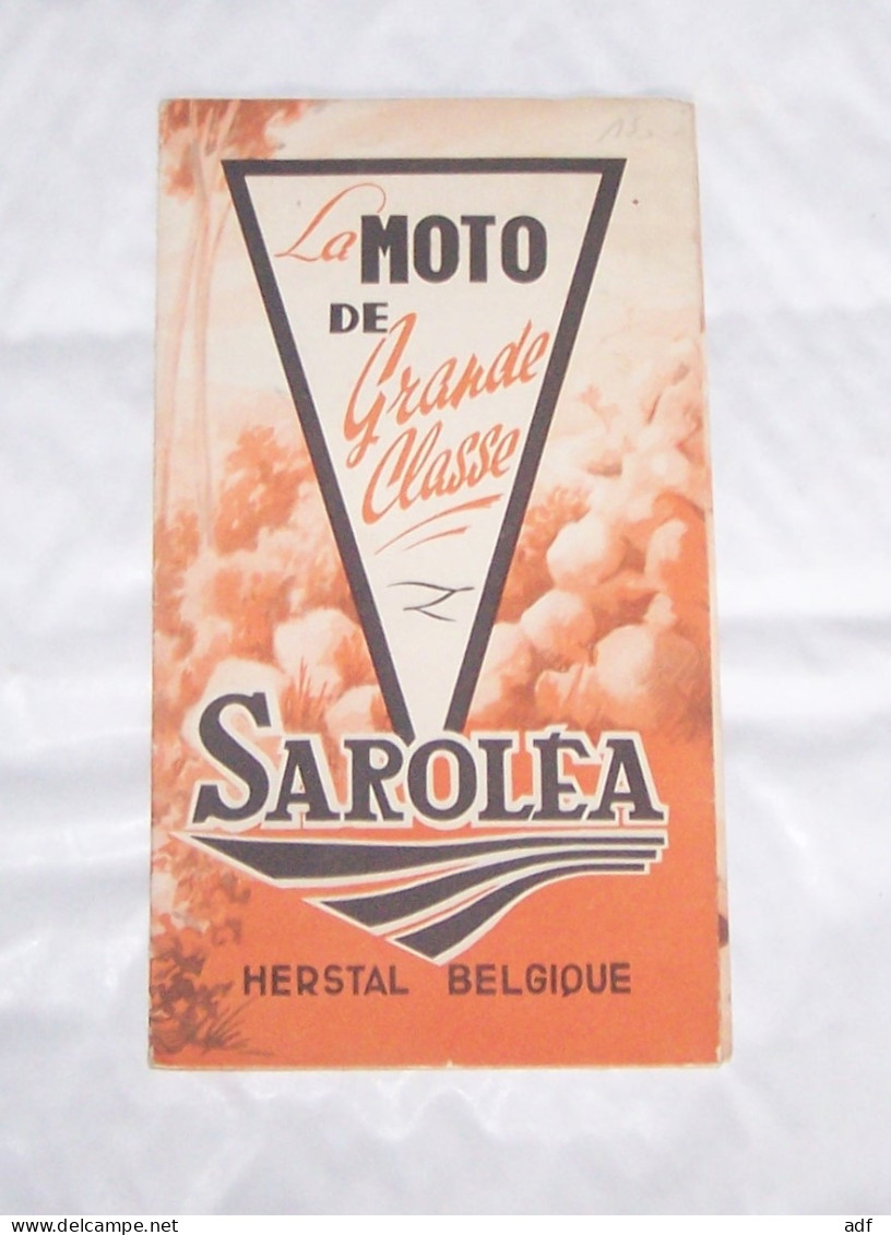 DEPLIANT PUB PUBLICITAIRE MOTO MOTOS SAROLEA, UTILITAIRE, 600 CC A SOUPAPES EN TETE, SUPERSPORT, 48 A.S, MOTOCYCLETTE - Moto