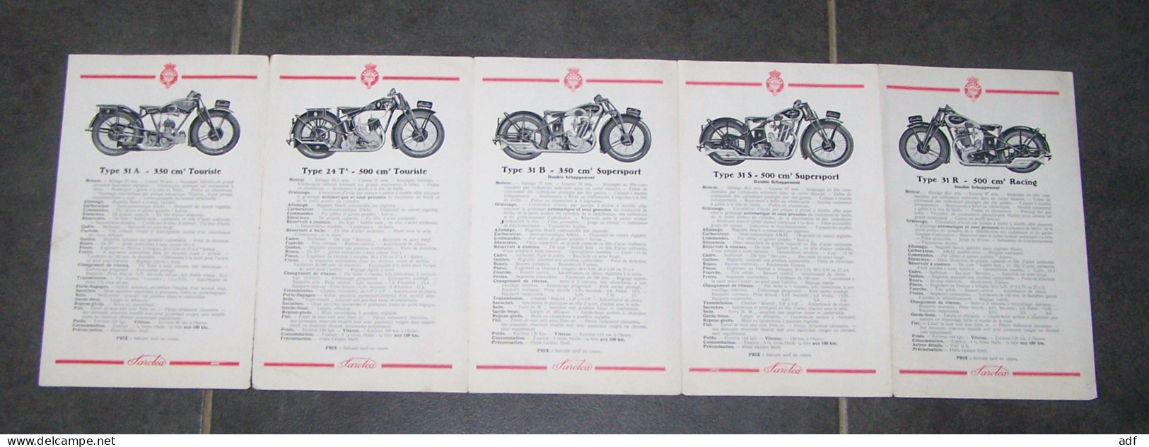 DEPLIANT PUB PUBLICITAIRE MOTO MOTOS SAROLEA, 1931, TOURISTE, SUPERSPORT, RACING, MOTOCYCLETTE - Motorräder