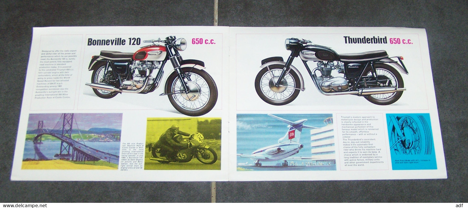 LIVRET PUB PUBLICITAIRE MOTO MOTOS TRIUMPH 1965, SPORTS CUB, TIGER, TWENTY ONE, SPEED TWIN, BONNEVILLE, THUNDERBIRD - Motorfietsen