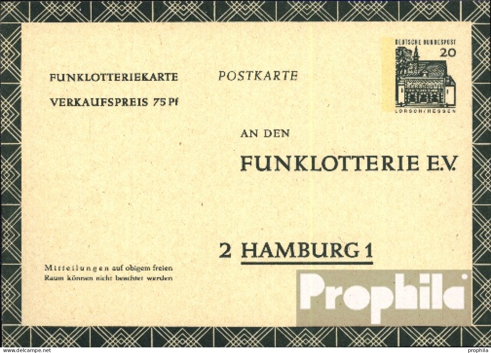 BRD FP12 Funklotterie-Postkarte Gefälligkeitsgestempelt Gebraucht 1966 Bauwerke I - Autres & Non Classés