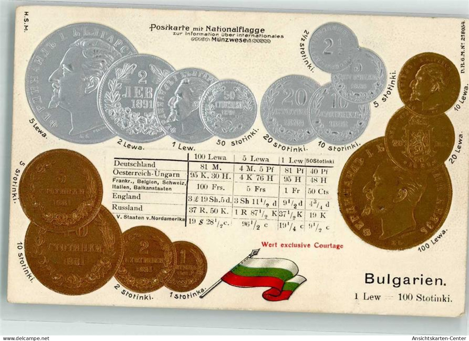 13289704 - Muenzwesen Nationalflagge Muenzenabbildungen Geld Auf AK Lithographie - Bulgarie