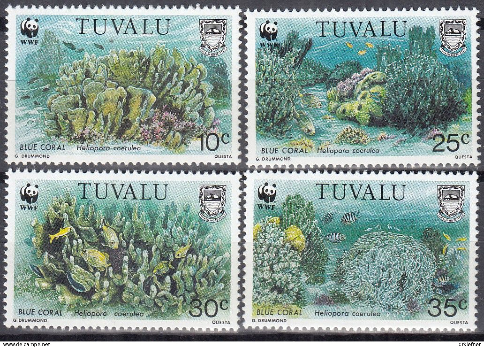 TUVALU  638-641, Postfrisch **, WWF, Weltweiter Naturschutz: Blaue Koralle, 1992 - Tuvalu (fr. Elliceinseln)